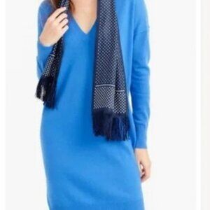NWT J. Crew Collection 100% Cashmere v neck sweater dress blue size Medium
